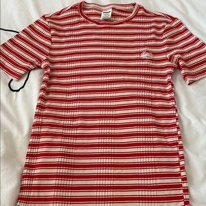 PINK Victoria's Secret Red and White Patterned Tee